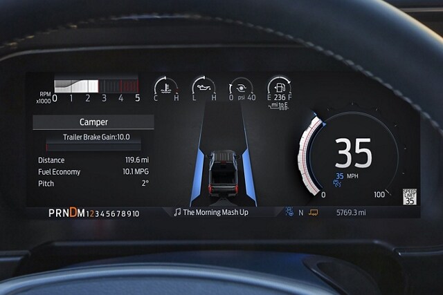 Close-up of the digital instrument cluster