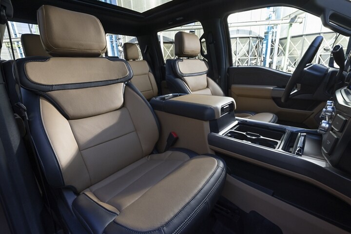2024 Ford Super Duty® F-350® LARIAT interior shown in Baja-colored leather