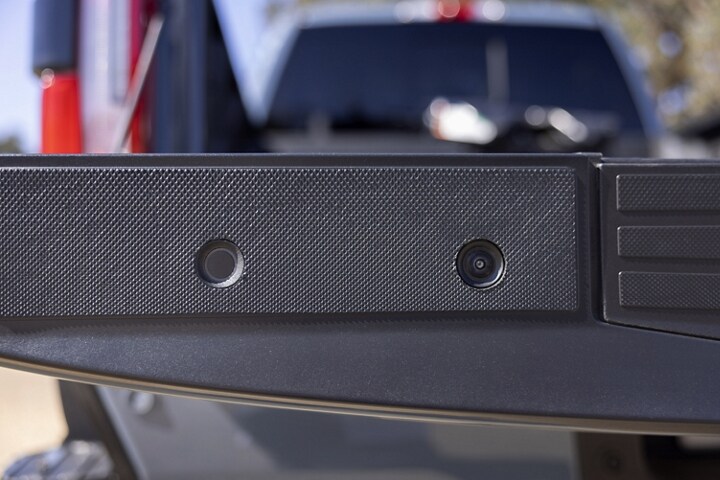 Close-up of the tailgate camera lens