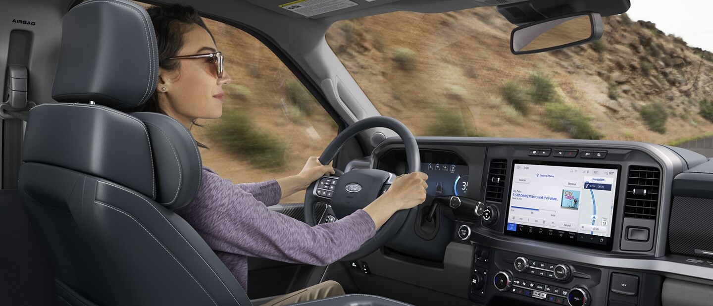 A SYNC® 4 screen showing Apple CarPlay® feature in a 2023 Ford Super Duty® pickup