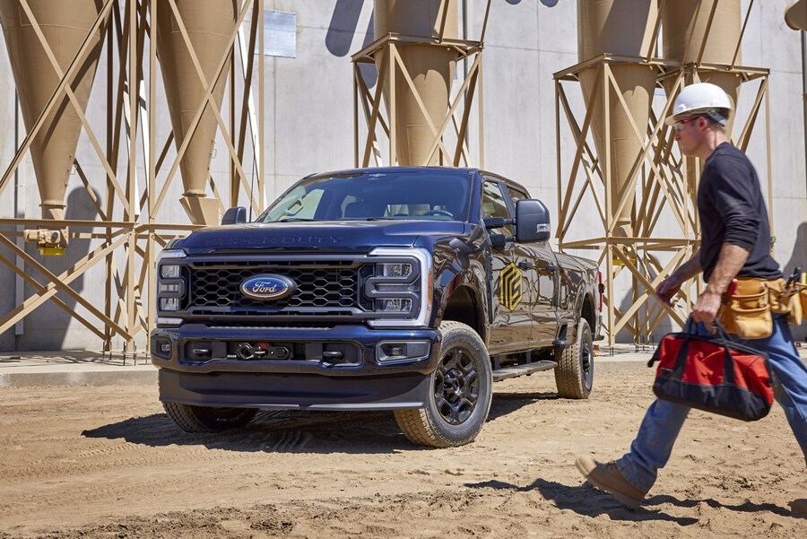 Close-up of the front end of a 2023 Ford Super Duty® F-250® XL with STX Appearance Package
