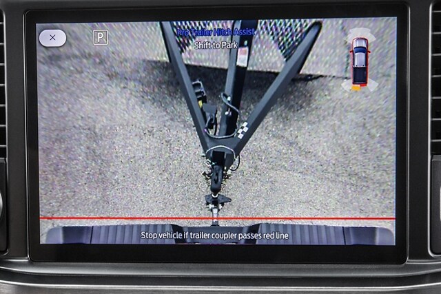 Close-up image of the display screen showing the hitch area