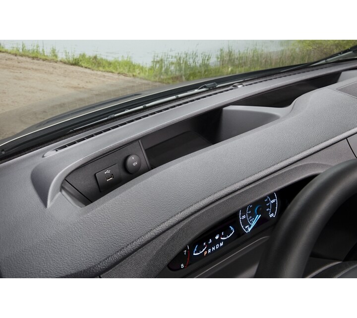 Close-up of the front dashboard USB port