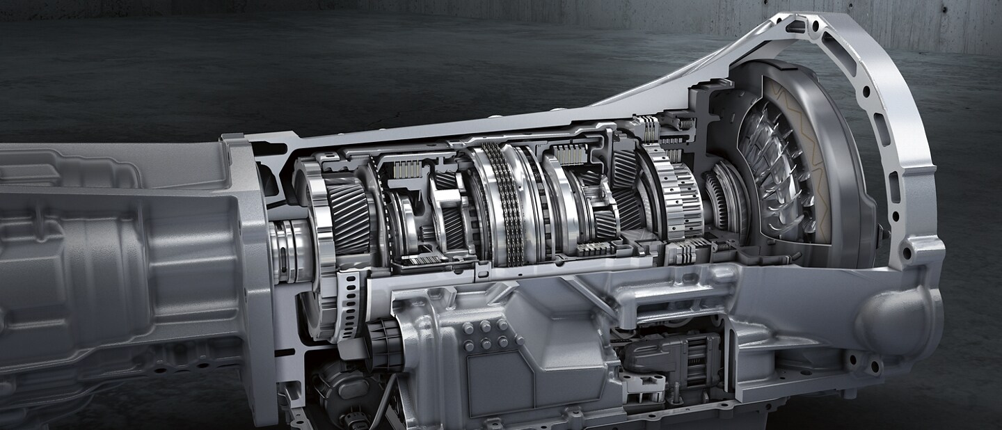 Close-up of 10-speed automatic transmission