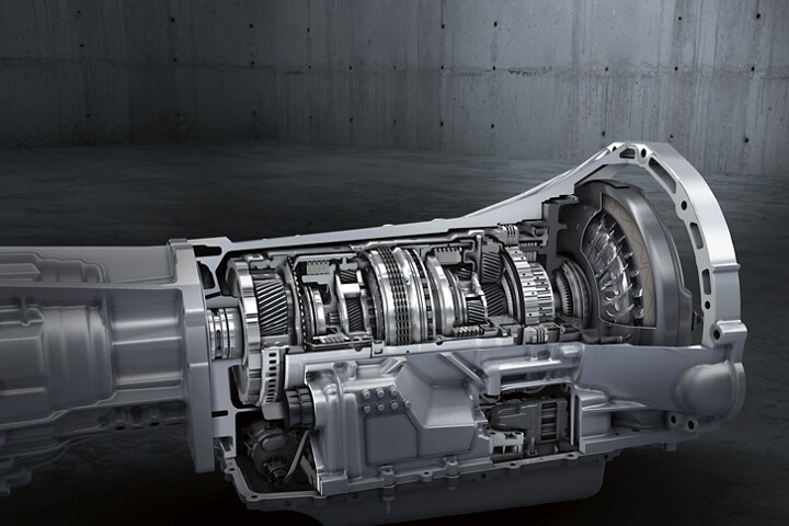 Close-up of the 10-speed automatic transmission