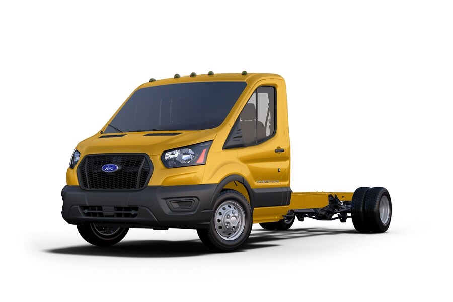 Close-up of a 2023 Ford Transit® Cutaway Chassis Cab equipped with School Bus Prep Package