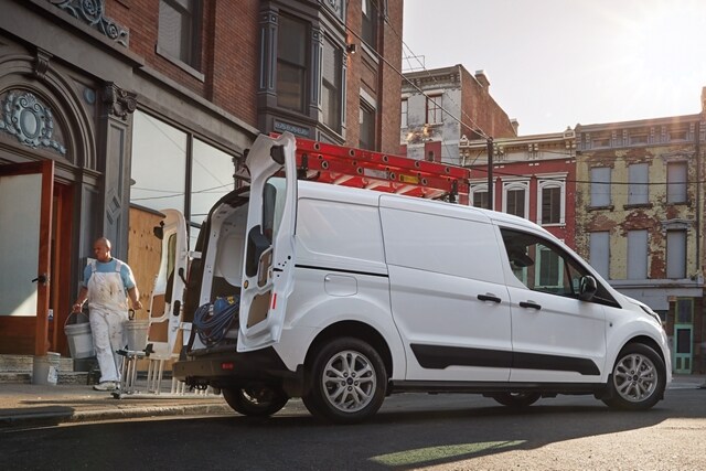 2023 Ford Transit Connect Cargo Van in Frozen White on the job with a painter