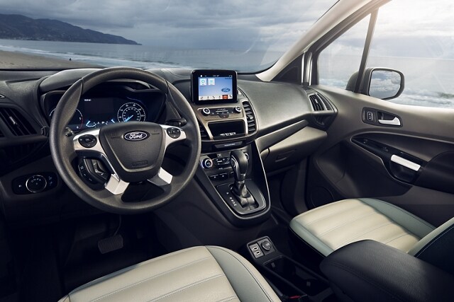Interior view of 2023 Ford Transit Connect Passenger Wagon with available wireless charging feature