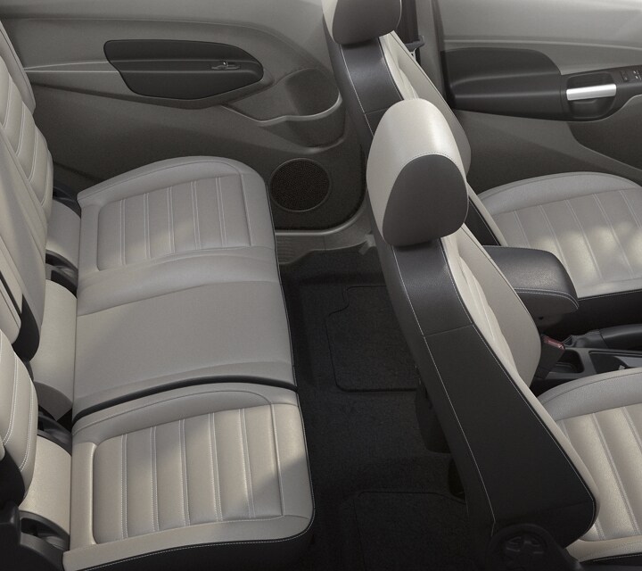 Interior view of 2023 Ford Transit Connect Passenger Wagon and available seating configuration for up to seven passengers