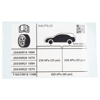 Decal 255/45R 22 BSW A/S Tire, SPARE -18" MINI