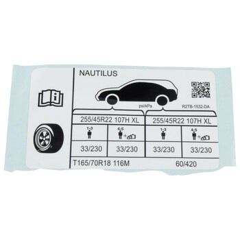 Decal 255/45R 22 BSW A/S Tire, SPARE -18" MINI