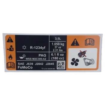 AIR CONDITIONING (A/C) AC Label System Information Decal <br>