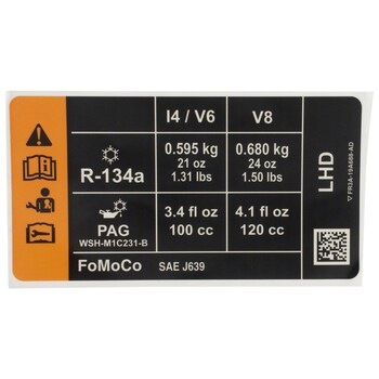 Decal A / C Refrigerant R134A - RWD