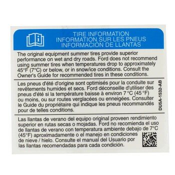 Tire Information Label Decal 225/55 R19 99V Summer BSW-Style 2