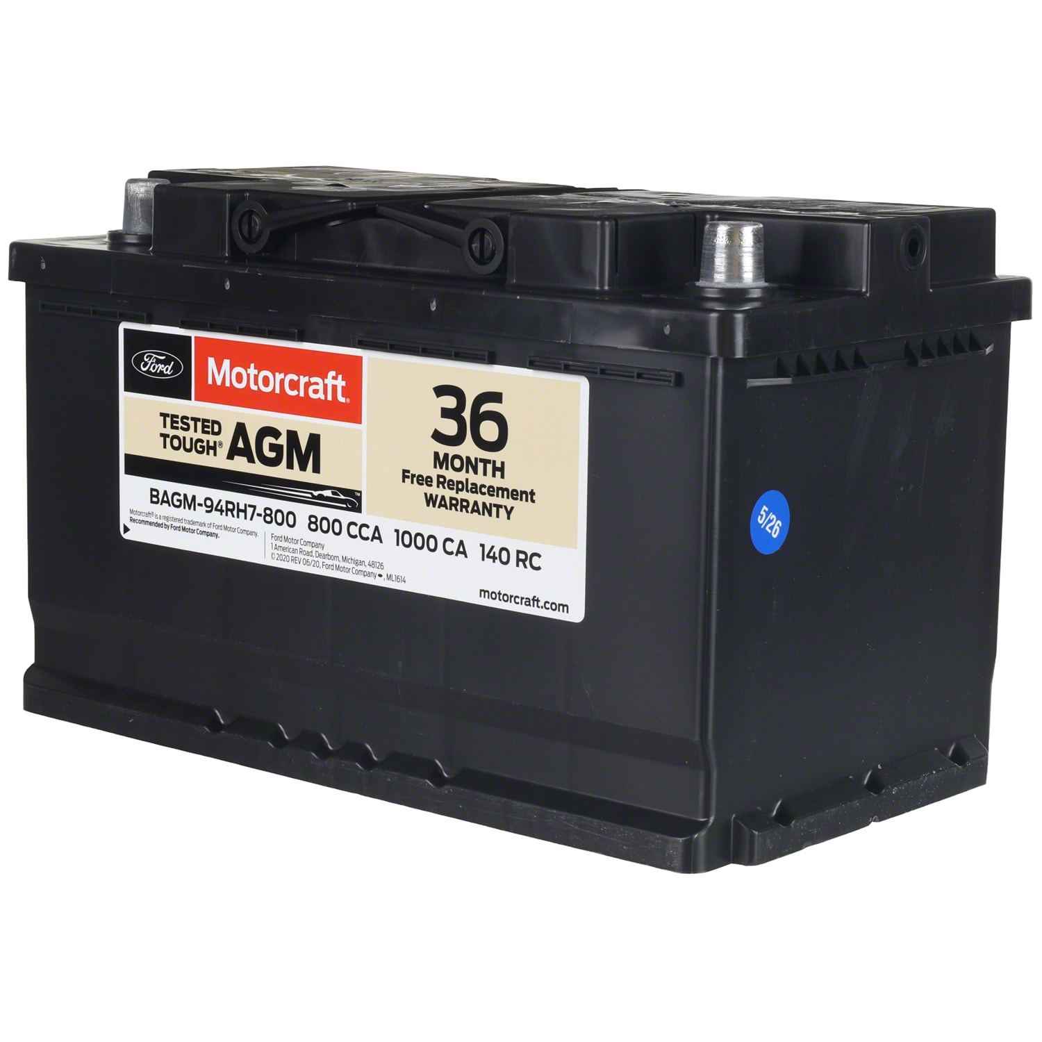 Motorcraft 800 CCA Group Size 94R Vehicle Battery BAGM94RH7800