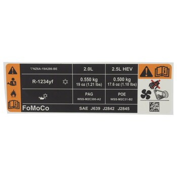 AIR CONDITIONING (A/C) AC Label System Information Decal <br>