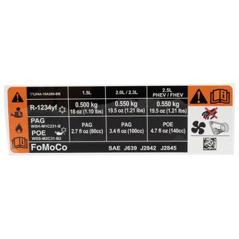 AIR CONDITIONING (A/C) System Information Label Decal