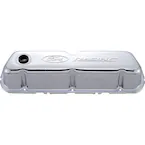 FORD RACING EMBOSSED LOGO STAMPED STEEL VALVE COVERS CHROME Main Image
