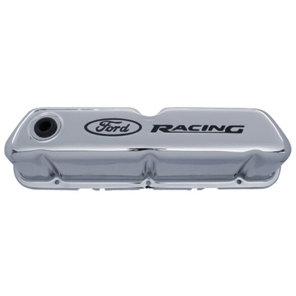 FORD RACING LOGO STAMPED STEEL VALVE COVERS CHROME Main Image
