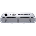 FORD MUSTANG LOGO STAMPED STEEL CHROME VALVE COVERS Main Image