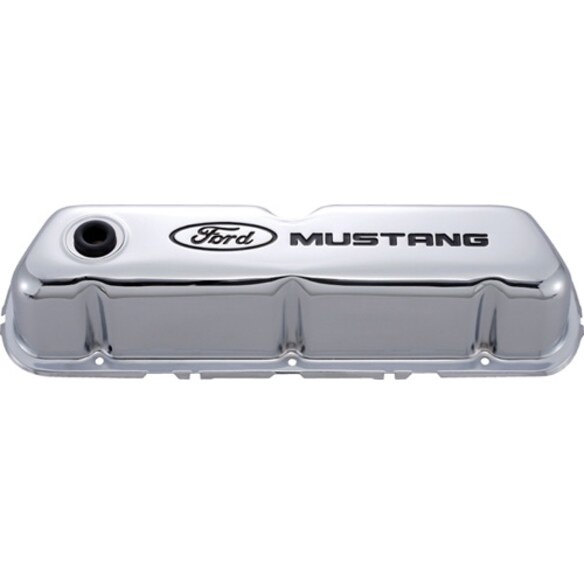 FORD MUSTANG LOGO STAMPED STEEL CHROME VALVE COVERS Main Image