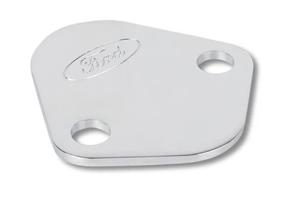Ford Performance Fuel Pump Block-Off Plate Chrome w/Ford Logo Ford Performance Fuel Pump Block-Off Plate Chrome w/Ford Logo