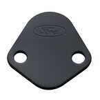 FUEL PUMP BLOCK OFF PLATE, BLACK CRINKLE FINISH WITH FORD OVAL Main Image