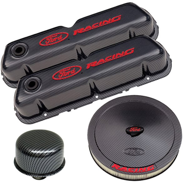 Ford Performance Engine Dress up Kit Carbon Fiber Look w/Ford Racing Logo Ford Performance Engine Dress up Kit Carbon Fiber Look w/Ford Racing Logo