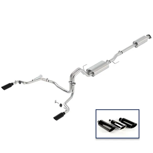 F-150 2015-2020 2.7L, 3.5L & 5.0L Rear Exit Cat-Back Touring Exhaust System with Black Chrome Tips Main Image