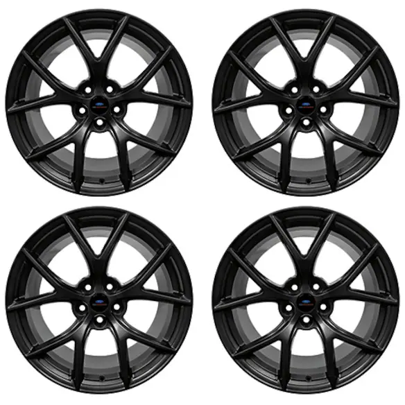 Mustang 2015-2023 Matte Black HP Performance Pack 19" x 9.5" & 19" x 10" Wheel Kit with TPMS Kit Main Image