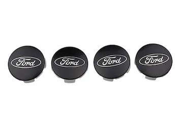 Ford Black and Chrome Car Wheel Center Cap Kit - Satin