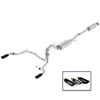 F-150 2015-2020 2.7L, 3.5L & 5.0L Rear Exit Cat-Back Touring Exhaust System with Black Chrome Tips