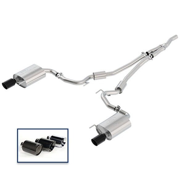 2015-2023 MUSTANG 2.3L ECOBOOST CAT-BACK SPORT EXHAUST SYSTEM WITH BLACK CHROME TIPS Main Image
